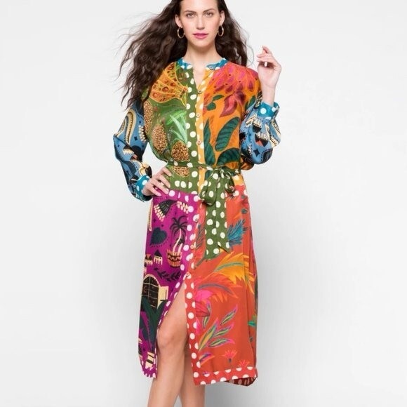 FARM RIO EARTH RAINBOW SHIRT DRESS - Picture 12 of 15